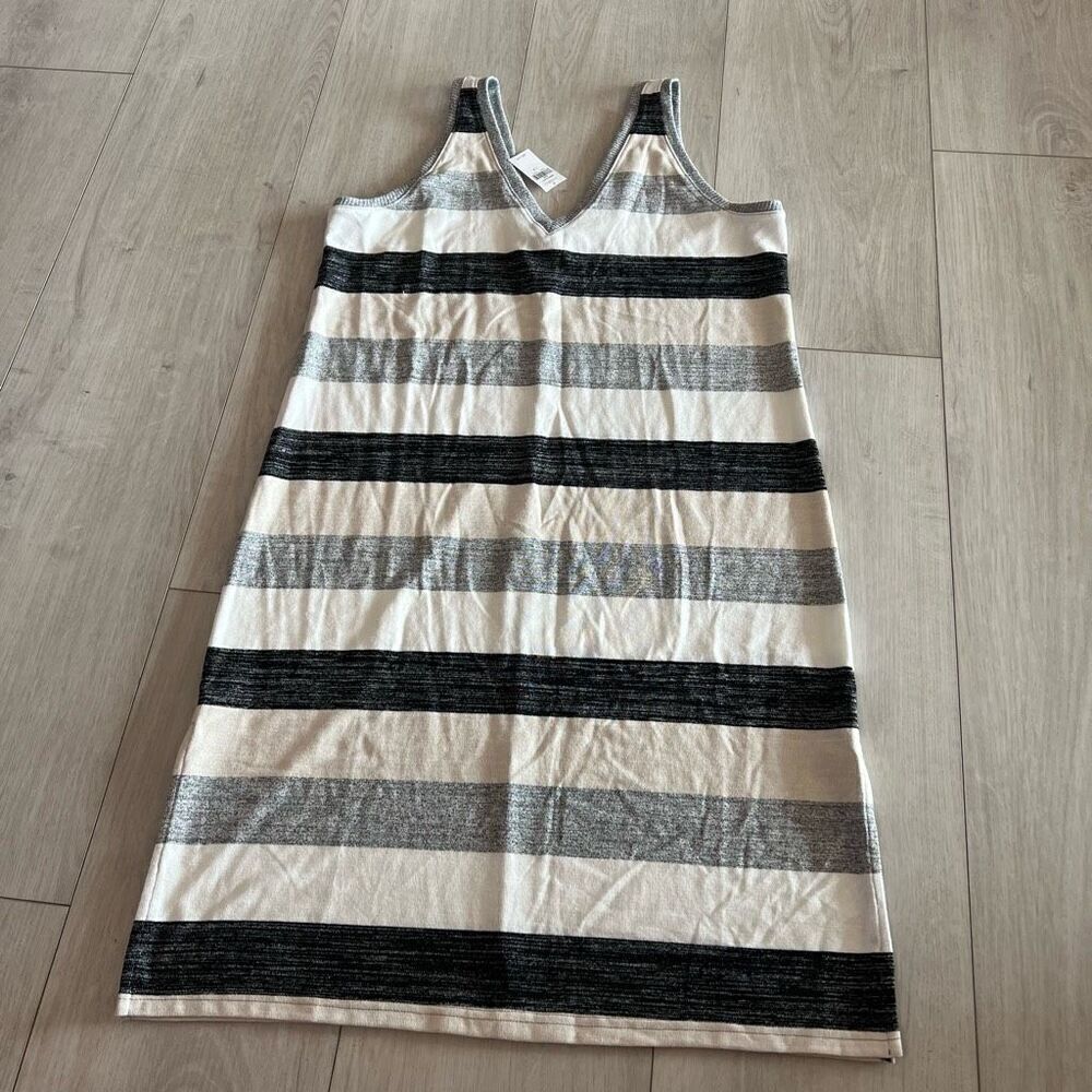 GAP stretch knit striped neutrals tank dress size LP